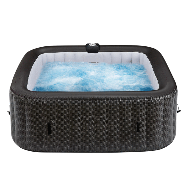 Relxtime 6 Person Square Inflatable Hot Tub 130 Massaging Air Jets Black Laminated Classic Spa - TB001